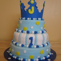 1St Prince Birthday Cake i made this cake for my cousins son 1st birthday party cake was red velvet with butercream icing and filling covered in fondant crown was...