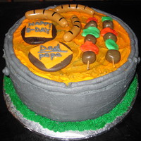 Bbq Bday Cake i made this cake for my dad he loves bbq in the summer and since he is born in the summer i siad what better cakr to make him them a bbq...