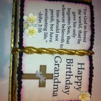 Bible Cake this cake i made for my religious grandma bday .cake is coconut .scripture is an edible image.