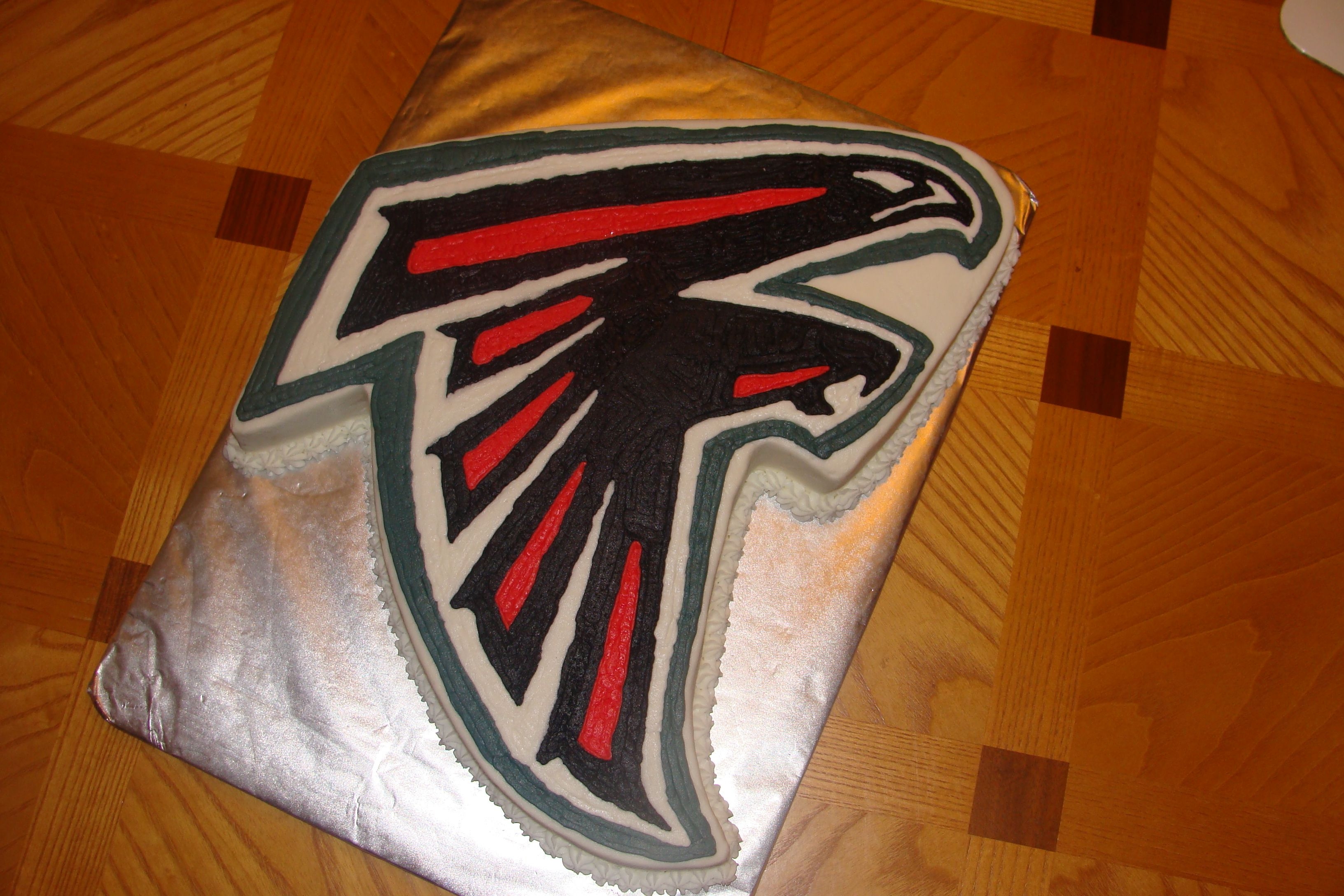 Atlanta Falcon All buttercream piped design, cut cake out of a 16 inch square.GO FALCONS! My husband said he had better have this cake for his birthday.