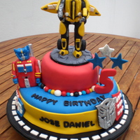 Transformers For a boy who loves transformers... Bumblebee and Optimus Prime. All made in fondant.