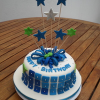 Blue Squares.. All decorations made in fondant.