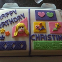 Scrapbook Cake 11x13 cake covered in fondant with fondant accents for an avid scrapbooker