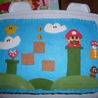 Super Mario Cake 2 Layer 9x13 cake, with fondant accents