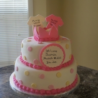 Baby Shower Cake was made for my sister-in-law's baby shower. 8" and 10" rounds vanilla cake with dulce de leche mouse for filling. TFL...