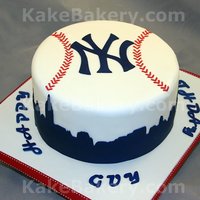 New York Yankees Birthday Cake This cake was done for a huge New York Yankees fan. The top is carved to look like a baseball with the Yankees logo, The boarder is of the...