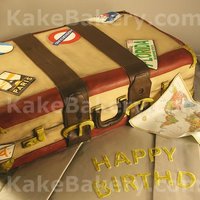 Suitcase Birthday Cake This cake was done for a Sweet 16 Birthday. All the patches are hand painted as well as the antiquing of the suite case. The cake board...