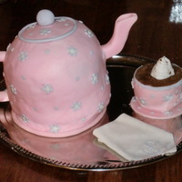 Teapot Cake Teapot and Tea cup with monogrammed fondant napkin.