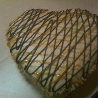 Chocolate And Carmel Heart choc heart cake with carmel icing