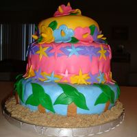 Hawaiian Birthday My first larger fondant cake. I learned a lot with this cake. The people who I made it for loved it.