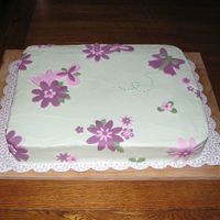 Butterfly Cake Butterfly and flower cake for a friend's baby shower. Buttercream frosting with fondont cut outs.