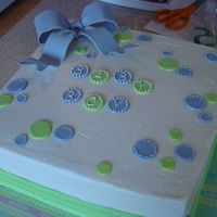 Kayla's Baby Shower WASC cake and buttercream frosting and filling. Also marion berry filling. This is my first fondant bow also