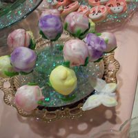 Rose Cake Balls Cake balls made to look like roses for a mother-daughter tea.