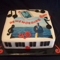 In Memory Cake Pics are edible images. Piano keys and notes are modeling chocolate.