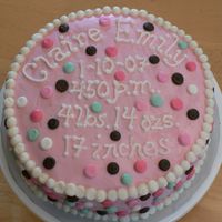 Birth Announcement Polka Dot Baby Shower Cake Made this for my friend's shower. It matches the sheets on her "Katie" Pottery Barn Kids bedding. She ended up having the...