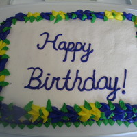 90Th Birthday Cake Made for my Great Gma's 90th birthday. Covered with buttercream frosting.