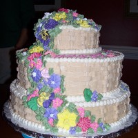 59Th Birthday Cake My first tier cake for my Aunts 59th birthday! Vanilla cake on top tier, choc cake/middle tier & marble cake for bottom tier....