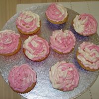 Pink And White Cupcakes This is the first time I've thought about cupcakes, I saw the icing in a magazine and attempted it, very pleased with the effect...