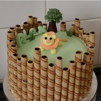 Lion Cake This is a sponge cake with almond buttercream and strawberry jam for my 9 year old son who wants to be a lion zoo keeper when he is older...