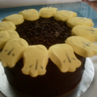 Peeps Cake I made this using peeps tulips. I made a chocolate, chocolate cake with ganache icing and used Tulip Peeps to make it look like a sunflower...
