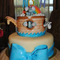 Noah's Ark I made this cake for my newest grandson, Noah. This was my first attempt making animals. Bottom tier is Chocolate Butter cake w/chocolate...