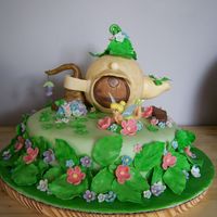 Tinkerbells Teapot Townhouse...1St Cake Tinkerbell's Teapot Townhouse cake from Wilton 2010 Yearbook. I changed it a little and added more flowers and small leaves.