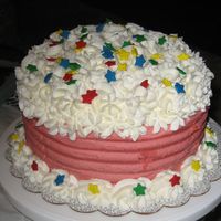 Festive Birthday This is an all BC cake. I whipped the BC thinking that was the best method but not when combing the sides...tons of air bubbles. He loved...