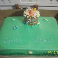 Splish Splash Baby Shower Cake with a Wash Tub made of wafer cookies, frosting and marshmallows.