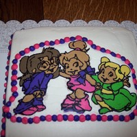 The Chipettes The second of 2 cakes for my daughter's 5th bday. The first was the Chipmunks. My first attempt at a FBCT. The colors smeared some...