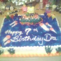 1656530986_Orig.jpg I USED PIPING GEL ON TOP FOR WATER. SPOTTED JELLY BEANS FOR ROCKS AND PINK NERDS FOR SMALL ROCKS AROUND SMALL CAKE ON TOP. FONDANT JELLY...