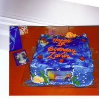 Finding Nemo I MADE THIS FOR MY SON HIS I DECORATED IN NEMO I FOUND THIS LITTLE TOY AQUARIUM IN WALGREENS. WHITE CHOCOLATE SHELLS, NEMO GUMMIES, THE...