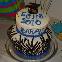 "topsy Turvy" Zebra Print Cake My first attempt at a "topsy turvy" cake. Buttercream with fondant lettering and zebra stripes (cap on top is a plastic...