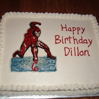 "ironman" Cake Used frozen buttercream transfer method.