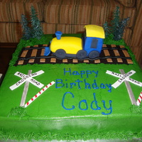 Train Train and railroad crossing signs were made of fondant