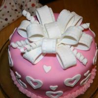 Pink Present This was for my daughter's 4th birthday for her family dinner. It was my second attempt at working with fondant and my first bow.