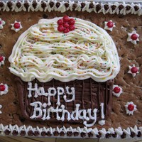 Cupcake Cookie Cake Chocolate Chip Cookie Cake w Cupcake theme. Made it to match the cupcake bouquet (in my other pictures) as a Birthday gift for my son'...