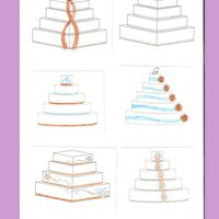 Sketches For A Fall Wedding Brides colors were blue and orange ... wanted a budget friendly cake (under $200) ... winning design was the four tier with flower and...