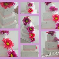 Gerber Daisy Wedding Cake I made this as a sample for a consultation with a potential client. It's made with cake dummies. White, Satin Ice, fondant, silk...