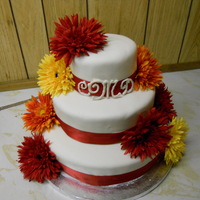 Fall Wedding First wedding cake I made. Flowers are silk. TFL
