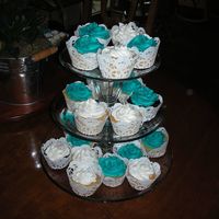 Bridal Cupcakes Homemade cupcake tower. Cupcakes made to match brides colors for the wedding! TFL!