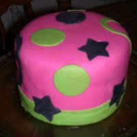 First Fondant Cake This is my very first fondant cake! It was kind of rushed so it's not as good as it could be. =[