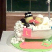 Bridal Shower Caketop bridal "shower", get it? the mother of the bride bought the bride/groom duckies for the cake and I added the "shower"...