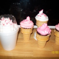 Valentine's Cupcakes Cupcakes in cones with Whipped Cream Frosting and sprinkles for my son's Valentine's Day Party at school.