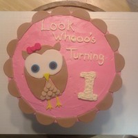 Look Whooo's Turning One! This cake was done to match the cups plates napkins and decor. It's white chocolat cake layers, strawberry jam filling and Strawberry...