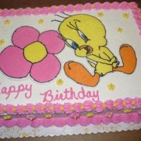 Tweety Cake Chocolate cake with buttercream icing, FBCT tweety.