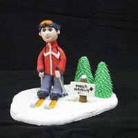 Skiing Cake topper I made for my Uncle. I actually didn't know I had to put support on the legs hah! Plus my hubby knocked it off by accident...