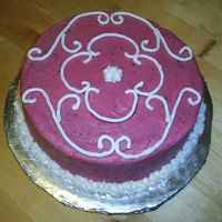 Practice 1 this was a new cake recipie, and 2 new icing recipies, needless to say, it didn't come out as i planned. 6" yellow cake, rasp. BC...