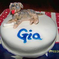 Roxy Cake For Gia One of 4 small birthday cakes delivered with a large Independence Day cake. This one was for a 5 year old girl. The dog resembles her new...