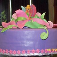 Everybody Loves Tink Tinkerbell cake for 1st birthday. Yellow cake with strawberry cream cheese filling. Thanks for the inspiration pinklesley1!