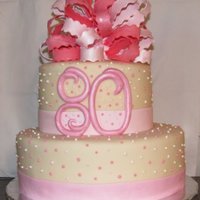 80Th Birthday My friend and I worked on this cake together for someone she knows. The bow was a lot of fun!